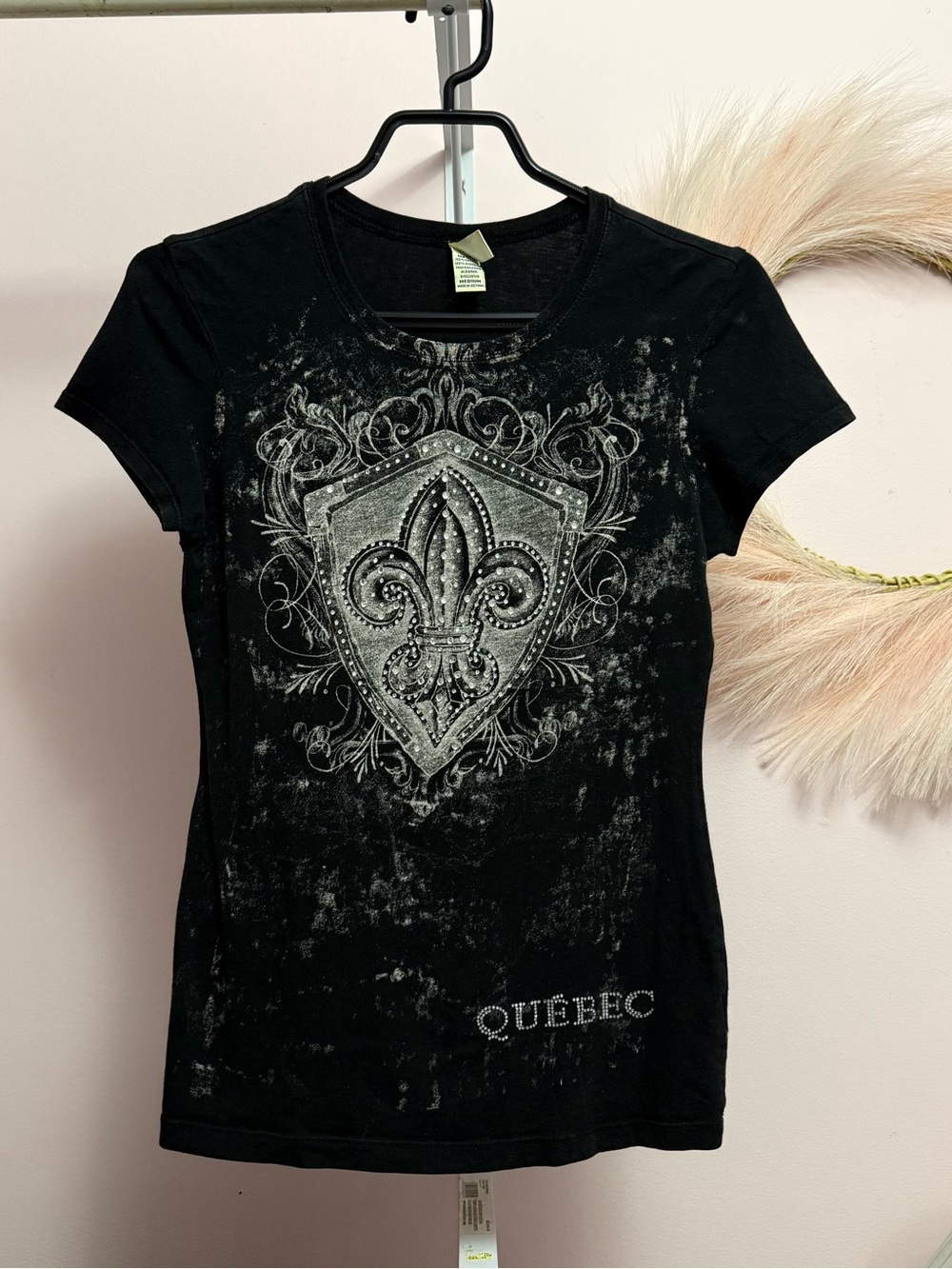Kavio Short Sleeve Graphic Y2K Style Bling Tee Québec Fleur Grunge Cyber